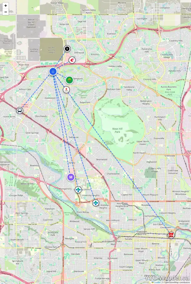 Daily accessibility map for 177 CITADEL CREST PA NW, Calgary showing nearby schools, grocery stores, parks, LRT stations and nearby amenities