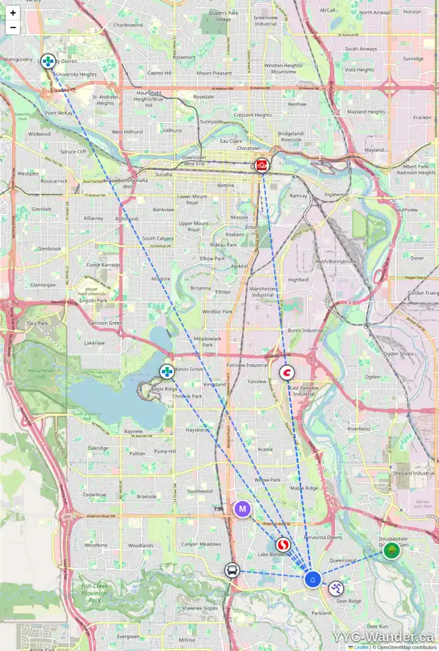 Daily accessibility map for 1512 LAKE BONAVISTA DR SE, Calgary showing nearby schools, grocery stores, parks, LRT stations and nearby amenities