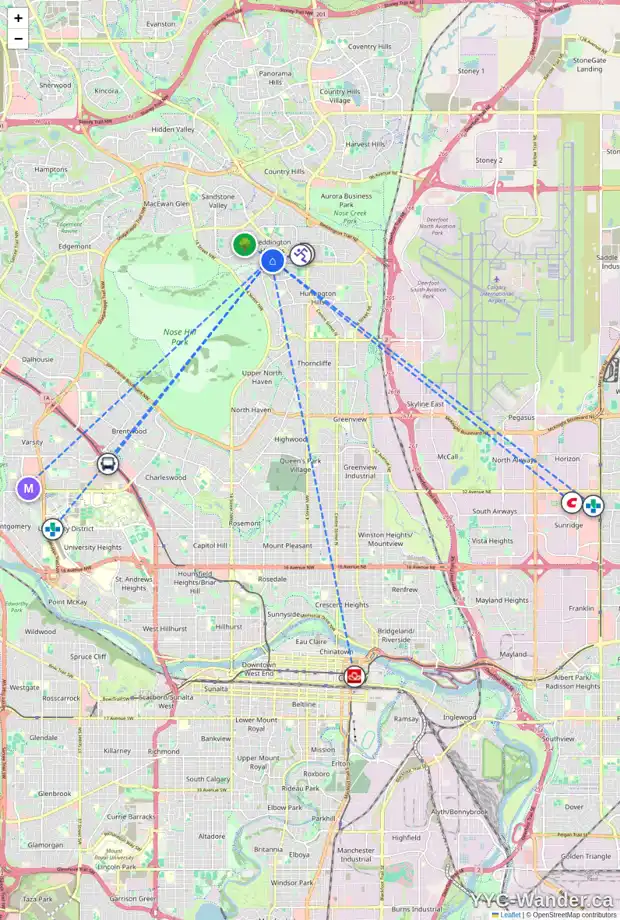 Daily accessibility map for 1011 BERKLEY DR NW, Calgary showing nearby schools, grocery stores, parks, LRT stations and nearby amenities