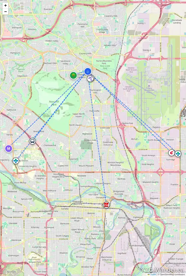 Daily accessibility map for 175 BERMUDA WY NW, Calgary showing nearby schools, grocery stores, parks, LRT stations and nearby amenities