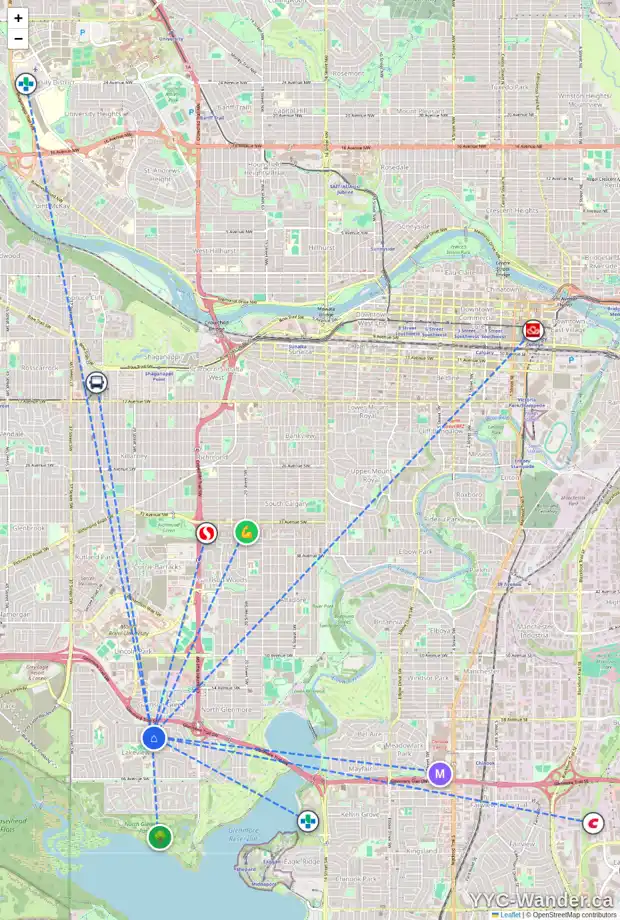 Daily accessibility map for 2965 LATHOM CR SW, Calgary showing nearby schools, grocery stores, parks, LRT stations and nearby amenities