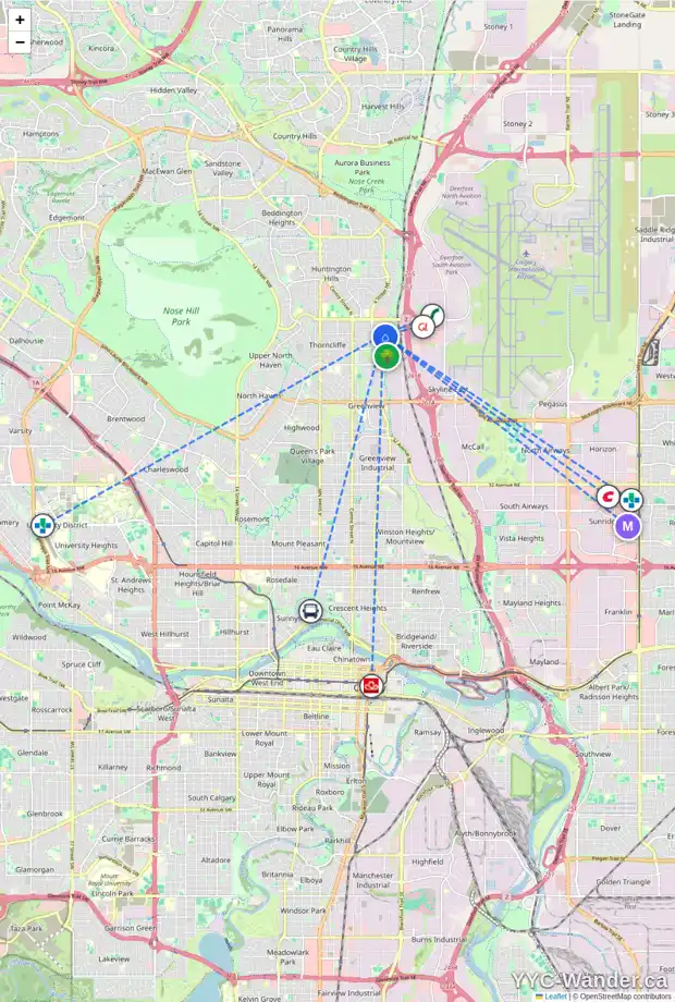 Daily accessibility map for 623 BLACKTHORN RD NE, Calgary showing nearby schools, grocery stores, parks, LRT stations and nearby amenities