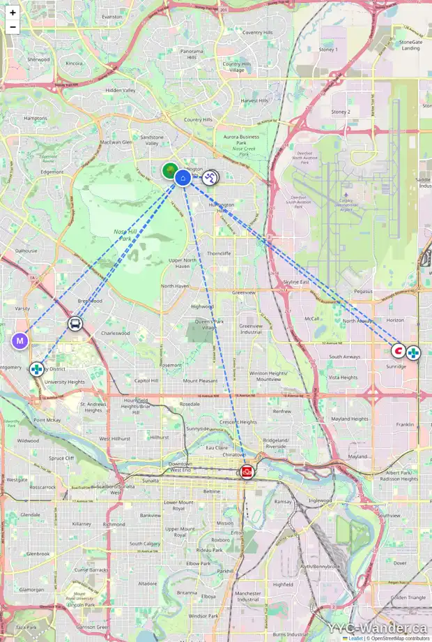 Daily accessibility map for 1068 BERKLEY DR NW, Calgary showing nearby schools, grocery stores, parks, LRT stations and nearby amenities