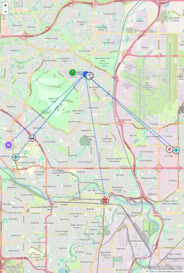 Daily accessibility map for 45 BERMUDA WY NW, Calgary showing nearby schools, grocery stores, parks, LRT stations and nearby amenities