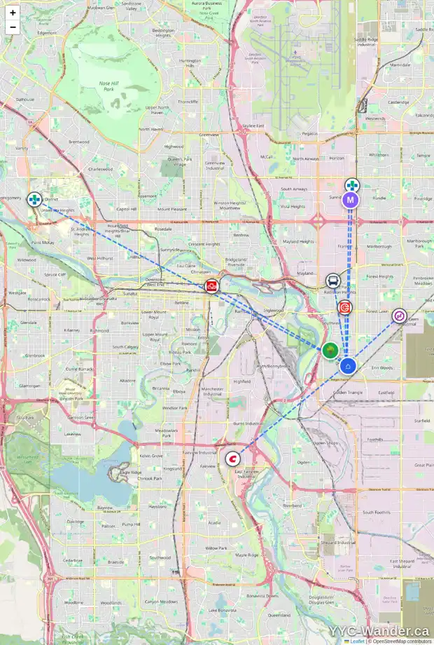 Daily accessibility map for 3320 DOVER RIDGE DR SE, Calgary showing nearby schools, grocery stores, parks, LRT stations and nearby amenities