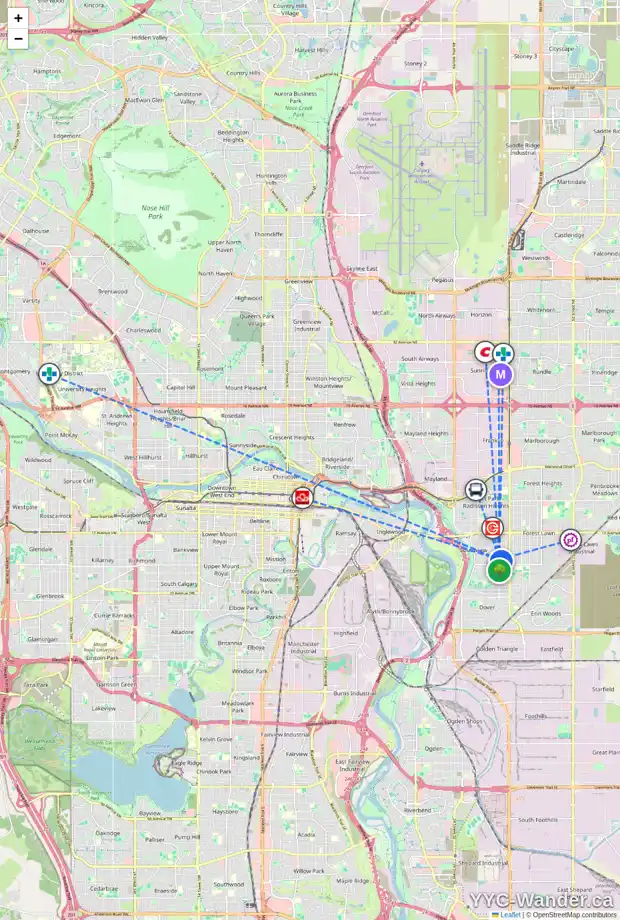 Daily accessibility map for 2519 SABLE DR SE, Calgary showing nearby schools, grocery stores, parks, LRT stations and nearby amenities