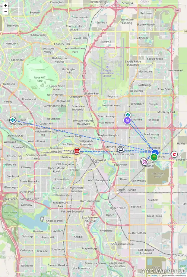 Daily accessibility map for 6121 PENBROOKE DR SE, Calgary showing nearby schools, grocery stores, parks, LRT stations and nearby amenities