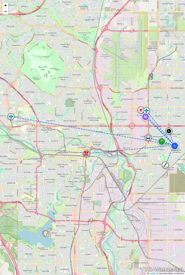 Daily accessibility map for 207 PENWORTH DR SE, Calgary showing nearby schools, grocery stores, parks, LRT stations and nearby amenities