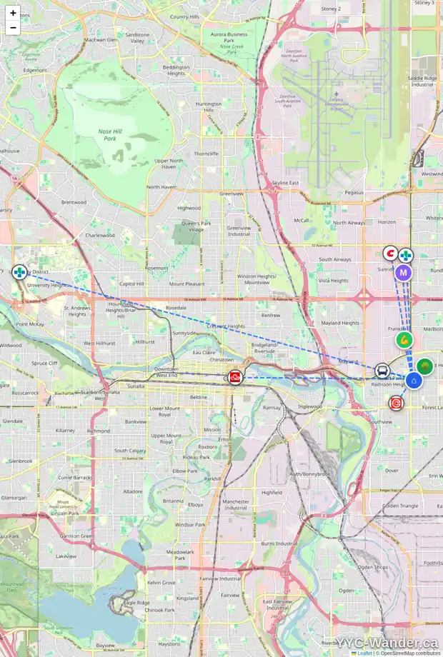 Daily accessibility map for 65 FONDA GR SE, Calgary showing nearby schools, grocery stores, parks, LRT stations and nearby amenities