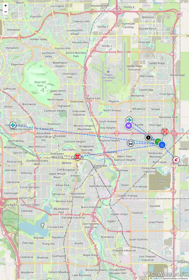 Daily accessibility map for 639 MALVERN WY NE, Calgary showing nearby schools, grocery stores, parks, LRT stations and nearby amenities