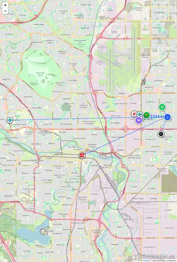 Daily accessibility map for 248 PINEMILL RD NE, Calgary showing nearby schools, grocery stores, parks, LRT stations and nearby amenities