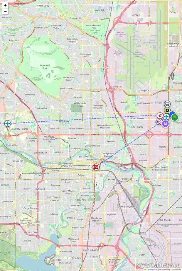 Daily accessibility map for 3120 RUNDLELAWN RD NE, Calgary showing nearby schools, grocery stores, parks, LRT stations and nearby amenities