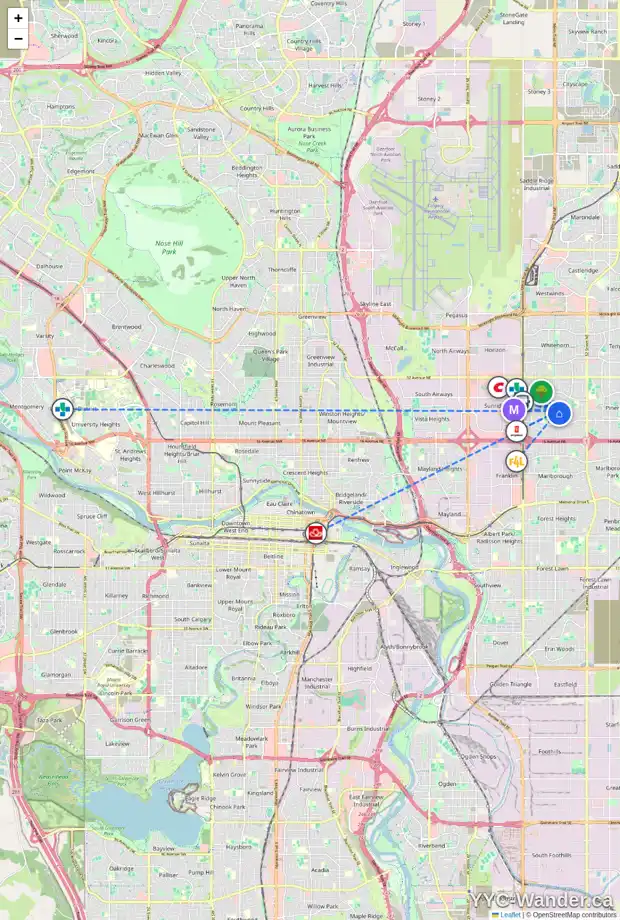 Daily accessibility map for 4823 RUNDLEWOOD DR NE, Calgary showing nearby schools, grocery stores, parks, LRT stations and nearby amenities