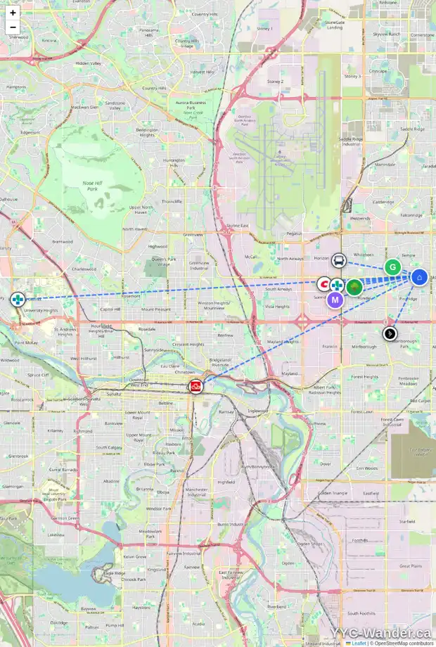Daily accessibility map for 440 TEMPLEVIEW DR NE, Calgary showing nearby schools, grocery stores, parks, LRT stations and nearby amenities