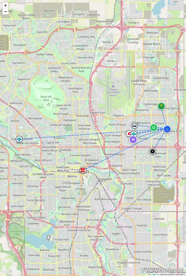 Daily accessibility map for 39 TEMPLETON BA NE, Calgary showing nearby schools, grocery stores, parks, LRT stations and nearby amenities