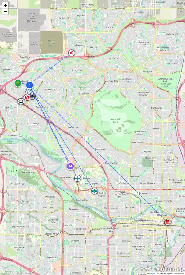 Daily accessibility map for 375 ARBOUR LAKE WY NW, Calgary showing nearby schools, grocery stores, parks, LRT stations and nearby amenities