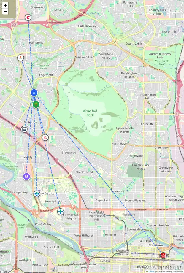 Daily accessibility map for 87 EDENSTONE VW NW, Calgary showing nearby schools, grocery stores, parks, LRT stations and nearby amenities