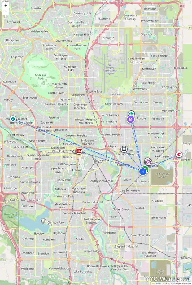 Daily accessibility map for 47 DOVERVILLE WY SE, Calgary showing nearby schools, grocery stores, parks, LRT stations and nearby amenities