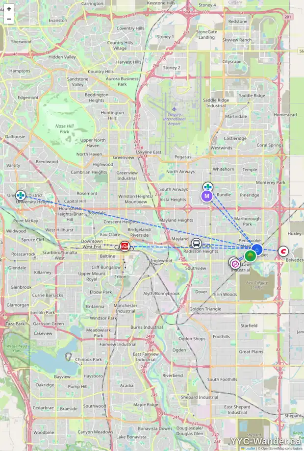 Daily accessibility map for 172 PENBROOKE CL SE, Calgary showing nearby schools, grocery stores, parks, LRT stations and nearby amenities