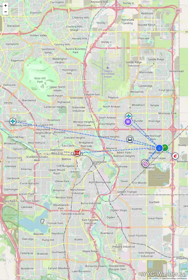 Daily accessibility map for 239 PENSWOOD WY SE, Calgary showing nearby schools, grocery stores, parks, LRT stations and nearby amenities
