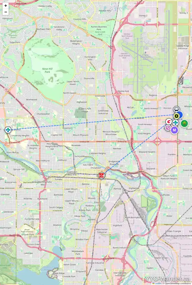 Daily accessibility map for 71 WHITMAN CR NE, Calgary showing nearby schools, grocery stores, parks, LRT stations and nearby amenities