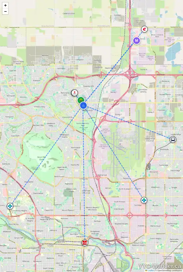 Daily accessibility map for 176 HARVEST OAK WY NE, Calgary showing nearby schools, grocery stores, parks, LRT stations and nearby amenities