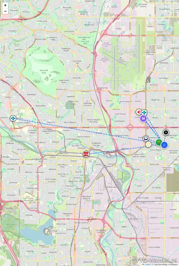 Daily accessibility map for 132 MARBROOKE CI NE, Calgary showing nearby schools, grocery stores, parks, LRT stations and nearby amenities