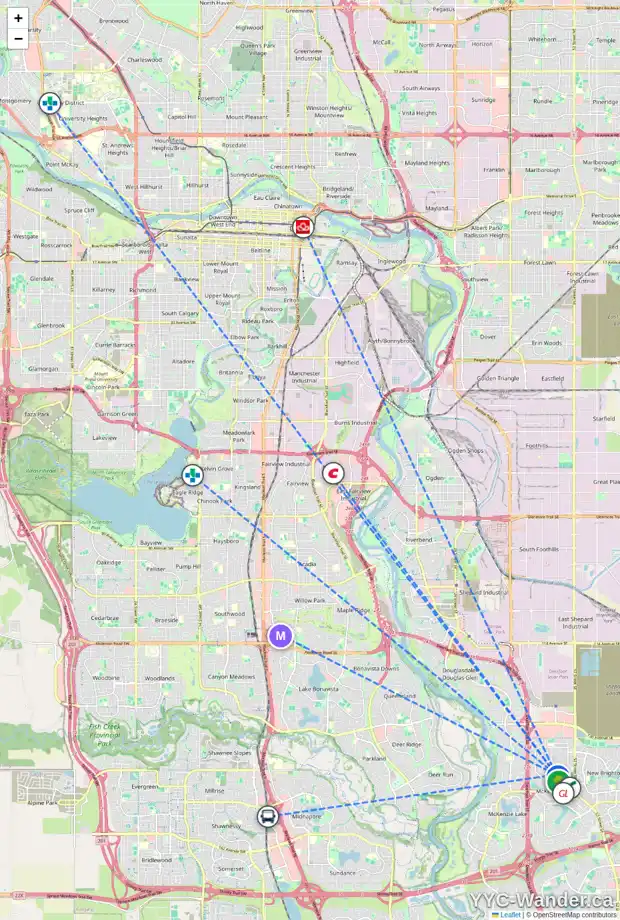 Daily accessibility map for 41 PRESTWICK WY SE, Calgary showing nearby schools, grocery stores, parks, LRT stations and nearby amenities