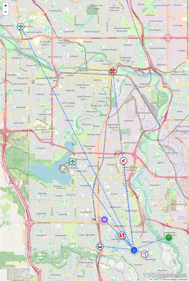 Daily accessibility map for 1520 LAKE BONAVISTA DR SE, Calgary showing nearby schools, grocery stores, parks, LRT stations and nearby amenities