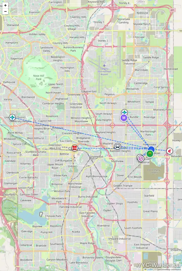 Daily accessibility map for 6127 PENBROOKE DR SE, Calgary showing nearby schools, grocery stores, parks, LRT stations and nearby amenities