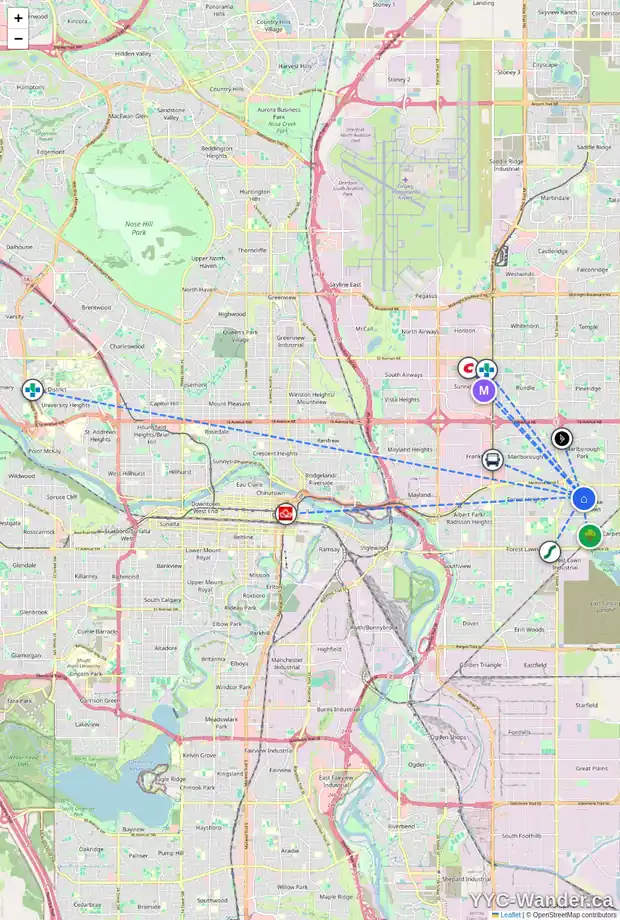 Daily accessibility map for 35 PENWORTH PL SE, Calgary showing nearby schools, grocery stores, parks, LRT stations and nearby amenities