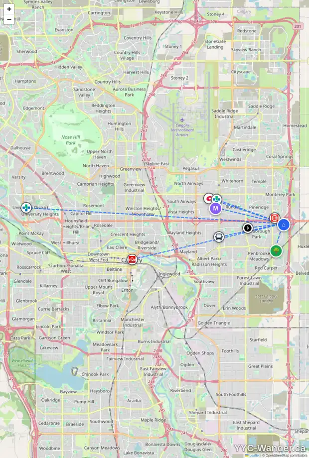 Daily accessibility map for 116 ABINGDON WY NE, Calgary showing nearby schools, grocery stores, parks, LRT stations and nearby amenities