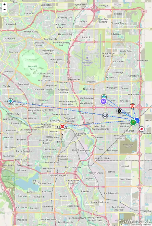 Daily accessibility map for 103 ABALONE WY NE, Calgary showing nearby schools, grocery stores, parks, LRT stations and nearby amenities