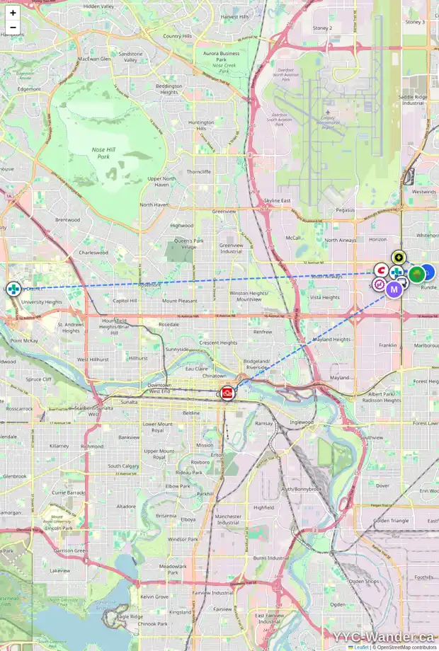 Daily accessibility map for 407 RUNDLESON PL NE, Calgary showing nearby schools, grocery stores, parks, LRT stations and nearby amenities