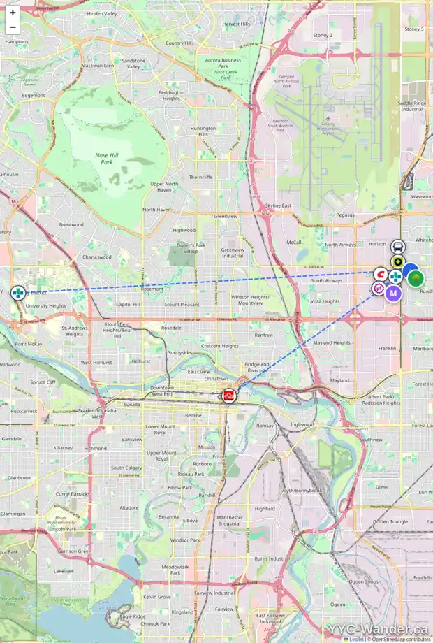 Daily accessibility map for 3208 RUNDLELAWN RD NE, Calgary showing nearby schools, grocery stores, parks, LRT stations and nearby amenities