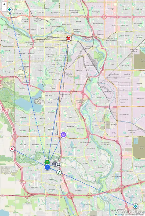 Daily accessibility map for 135 MILLVIEW PL SW, Calgary showing nearby schools, grocery stores, parks, LRT stations and nearby amenities
