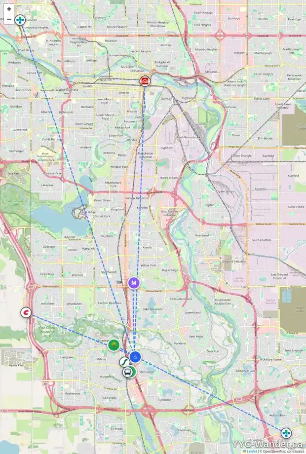 Daily accessibility map for 40 MIDLAWN PL SE, Calgary showing nearby schools, grocery stores, parks, LRT stations and nearby amenities