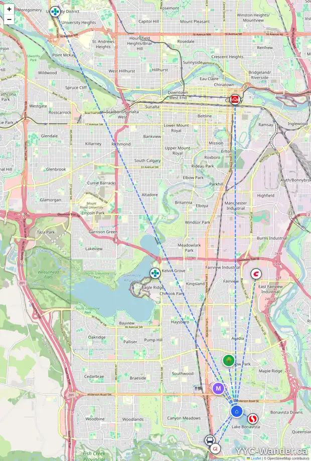 Daily accessibility map for 507 LAKE BONAVISTA DR SE, Calgary showing nearby schools, grocery stores, parks, LRT stations and nearby amenities