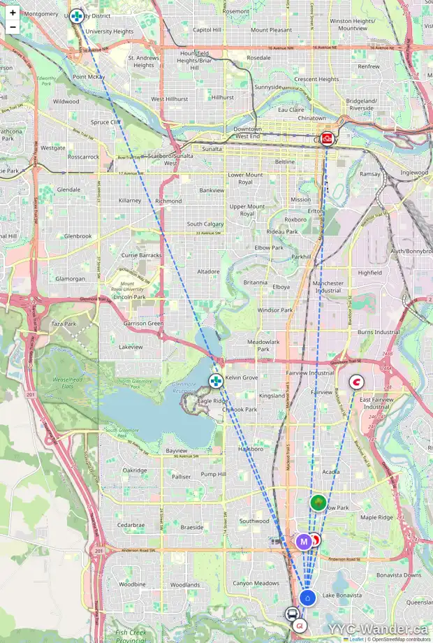 Daily accessibility map for 12532 LAKE FRASER WY SE, Calgary showing nearby schools, grocery stores, parks, LRT stations and nearby amenities