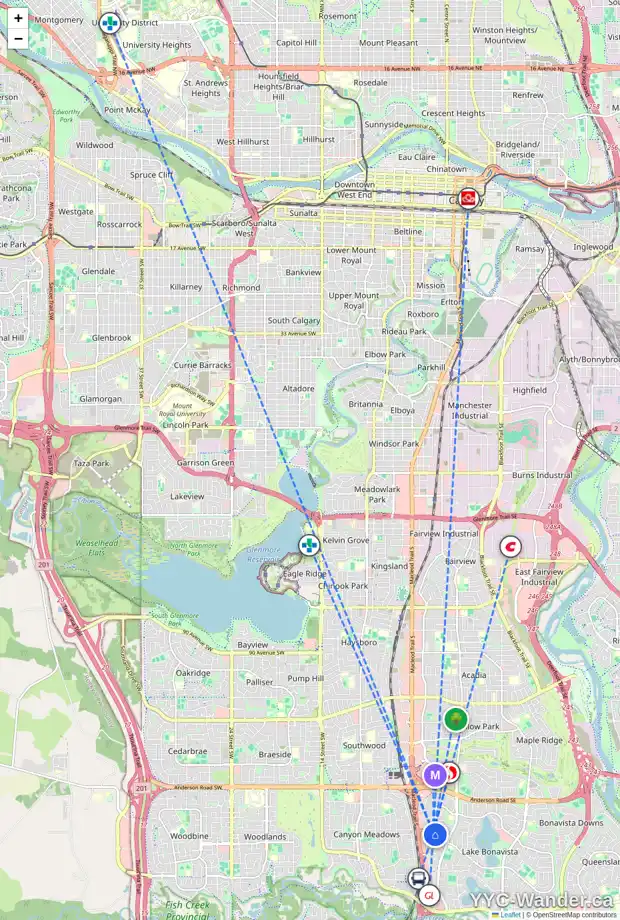 Daily accessibility map for 12207 LAKE FRASER WY SE, Calgary showing nearby schools, grocery stores, parks, LRT stations and nearby amenities