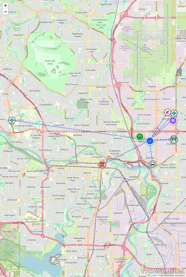 Daily accessibility map for 927 MIDDLETON DR NE, Calgary showing nearby schools, grocery stores, parks, LRT stations and nearby amenities