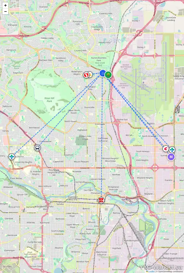 Daily accessibility map for 192 BEDFORD CI NE, Calgary showing nearby schools, grocery stores, parks, LRT stations and nearby amenities