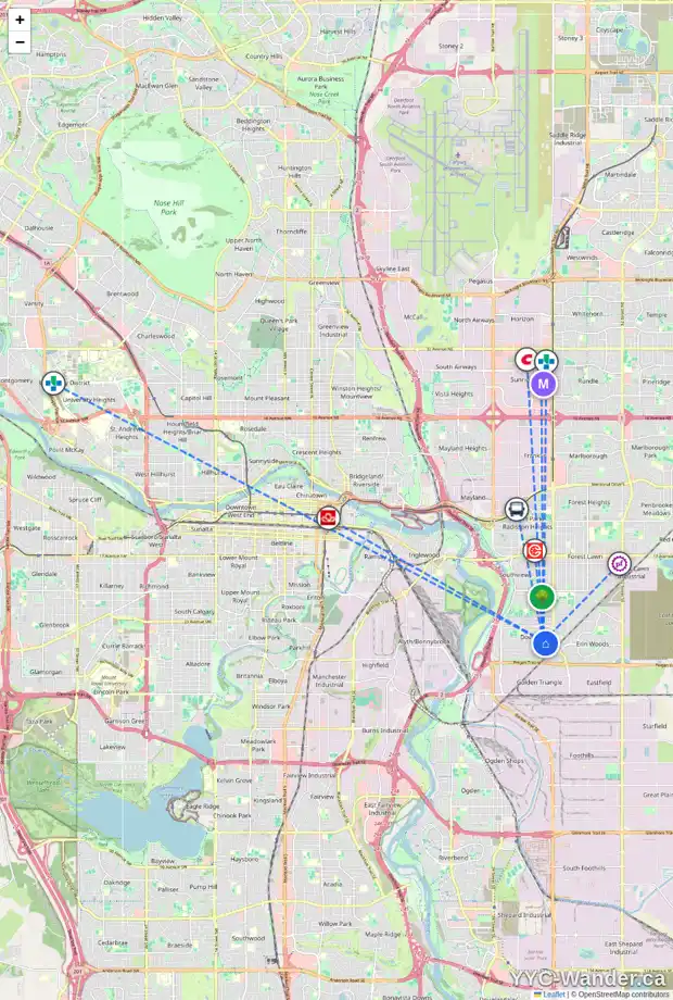 Daily accessibility map for 3355 DOVERVIEW RD SE, Calgary showing nearby schools, grocery stores, parks, LRT stations and nearby amenities