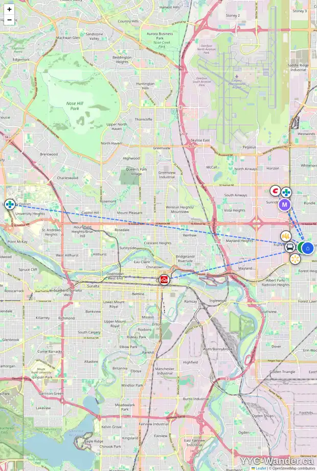 Daily accessibility map for 624 MARYVALE WY NE, Calgary showing nearby schools, grocery stores, parks, LRT stations and nearby amenities