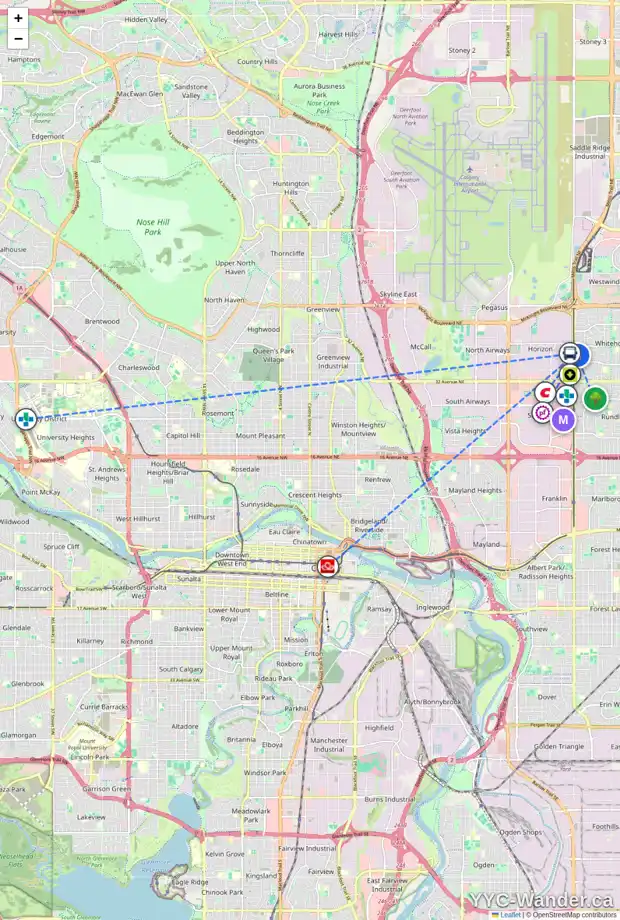 Daily accessibility map for 84 WHITAKER CL NE, Calgary showing nearby schools, grocery stores, parks, LRT stations and nearby amenities