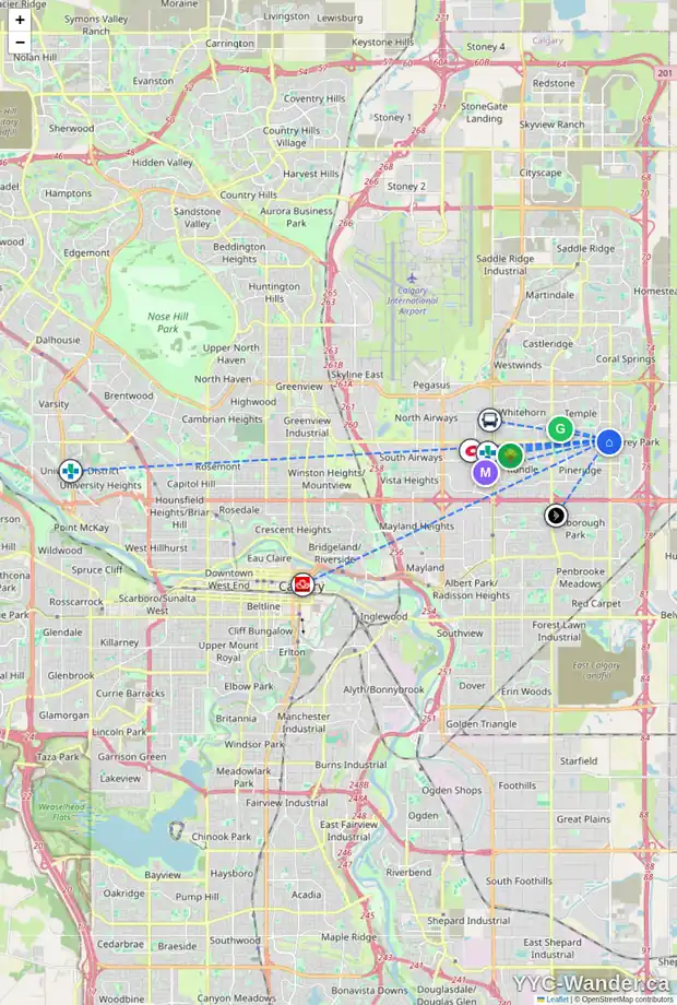 Daily accessibility map for 316 TEMPLETON CI NE, Calgary showing nearby schools, grocery stores, parks, LRT stations and nearby amenities