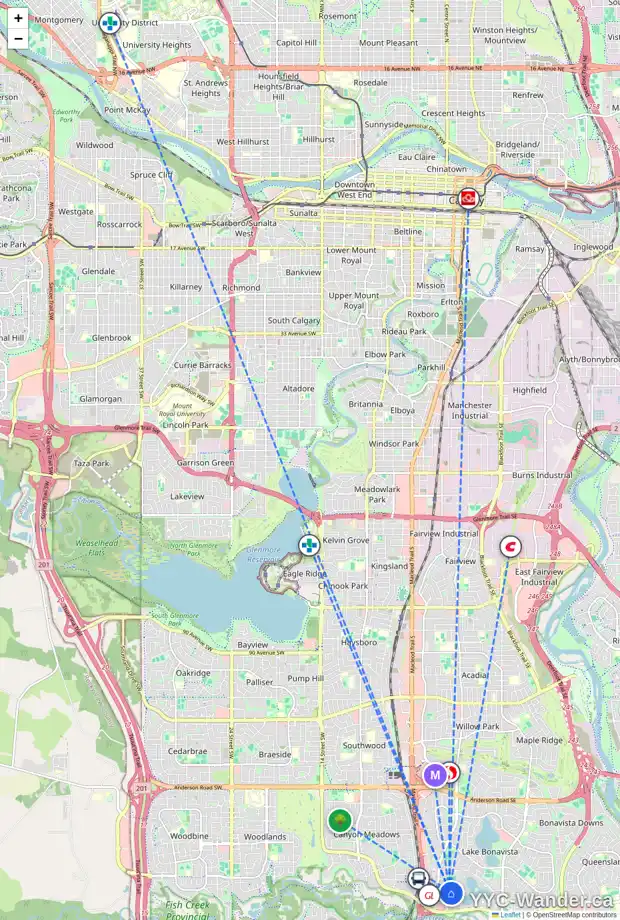 Daily accessibility map for 12 LAKE SIMCOE GR SE, Calgary showing nearby schools, grocery stores, parks, LRT stations and nearby amenities