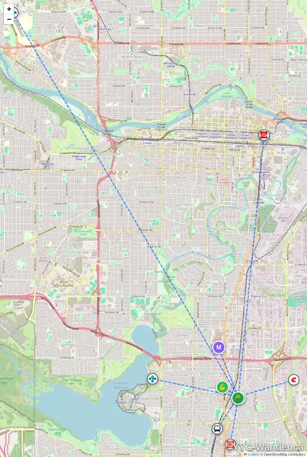 Daily accessibility map for 83 FAIRVIEW DR SE, Calgary showing nearby schools, grocery stores, parks, LRT stations and nearby amenities