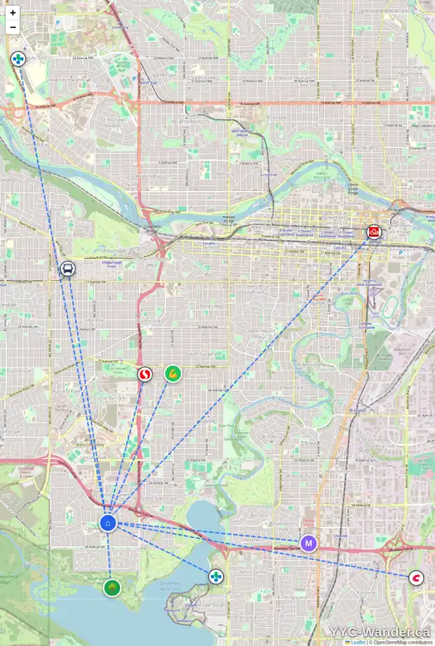 Daily accessibility map for 2973 LATHOM CR SW, Calgary showing nearby schools, grocery stores, parks, LRT stations and nearby amenities