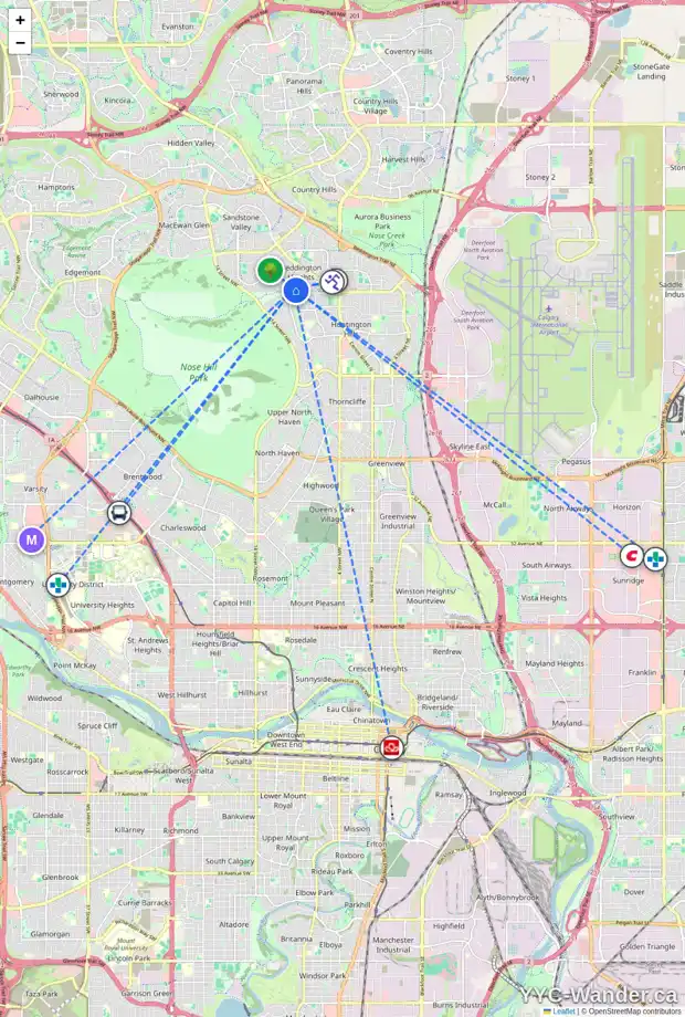 Daily accessibility map for 524 BERKLEY CR NW, Calgary showing nearby schools, grocery stores, parks, LRT stations and nearby amenities